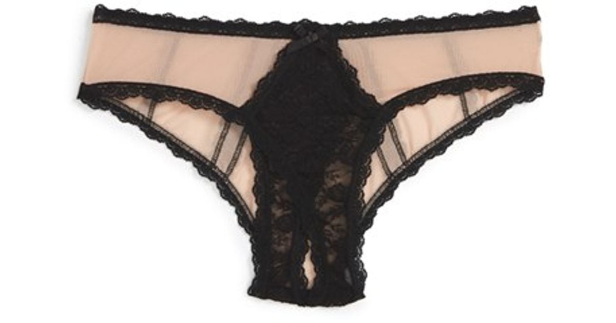 Hanky Panky Lace Nude Illusion Open Gusset Panty in Pink Lyst